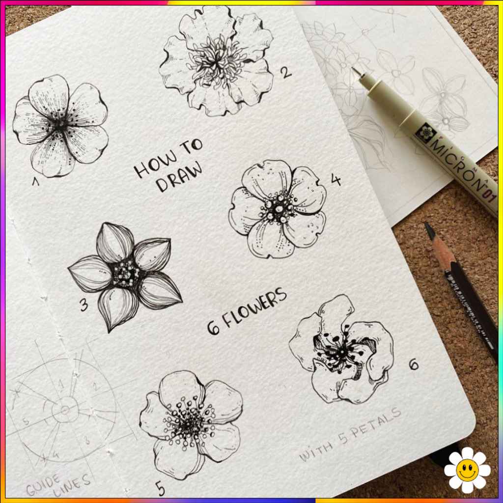 drawing flower step by step
