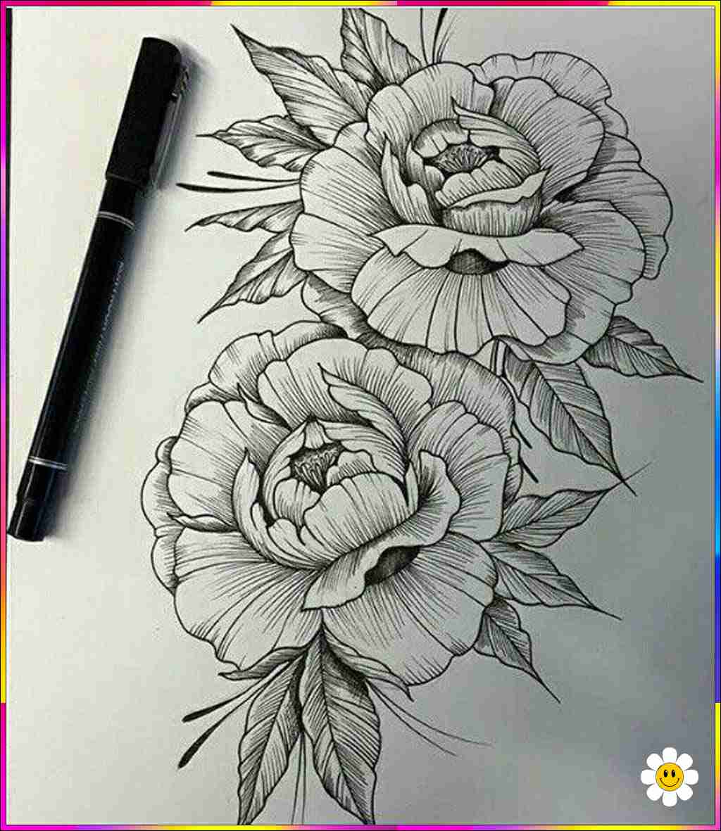 flower sketch drawing realistic