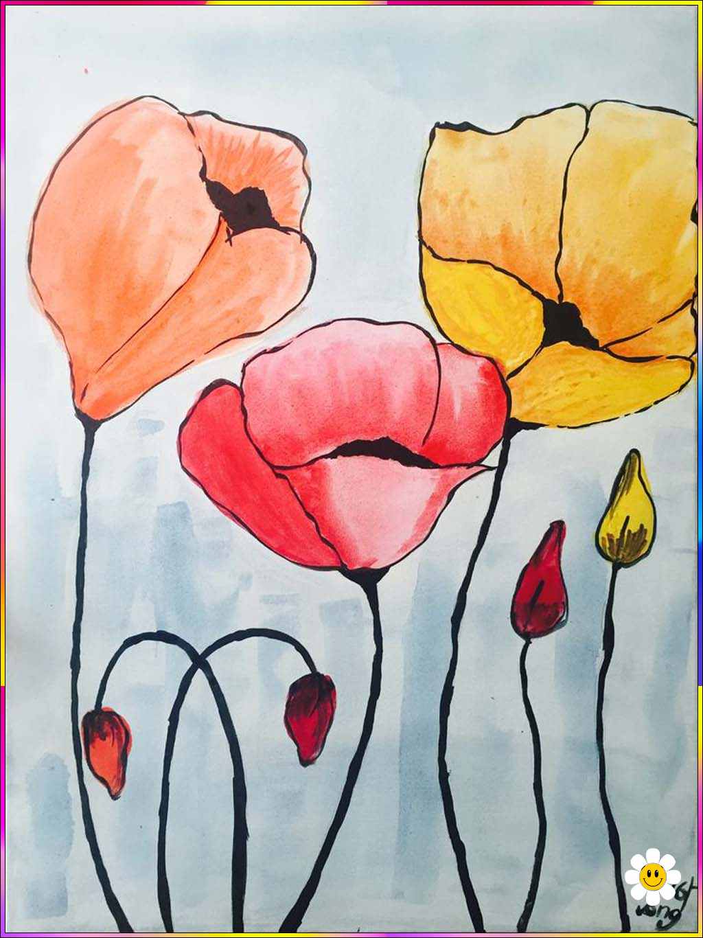 flower colorful drawing simple
