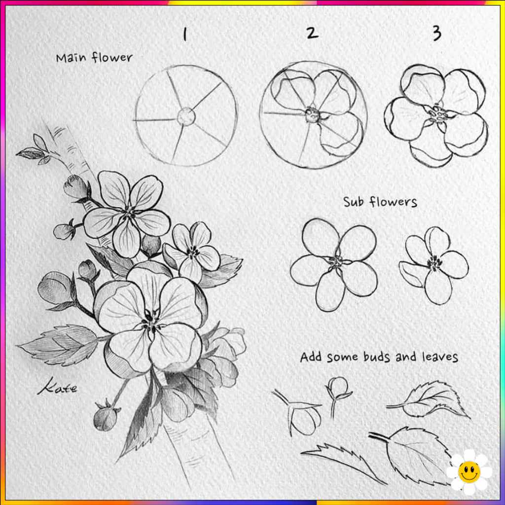 flower drawing step by step
