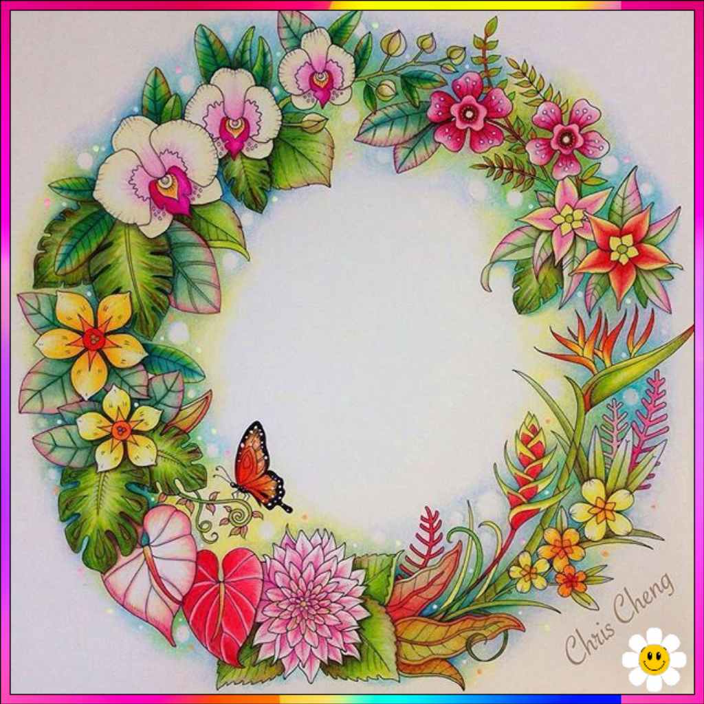 round colorful flowers drawing