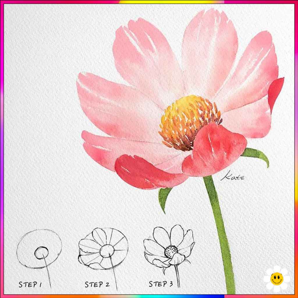 step by step flower drawing
