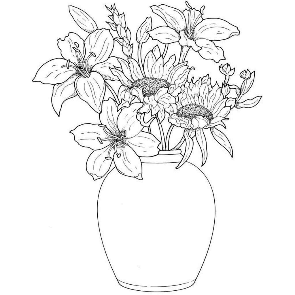 drawing flower black and white
