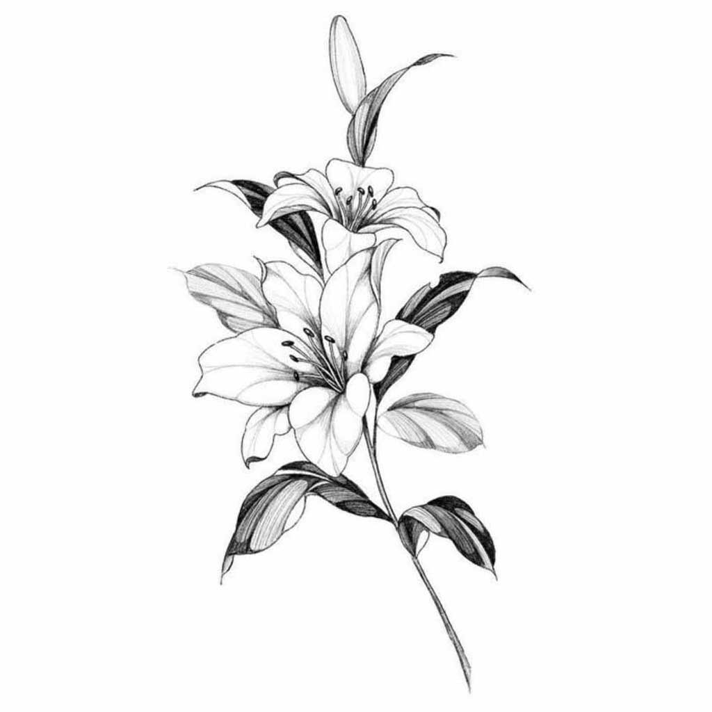 realistic flower drawings black and white
