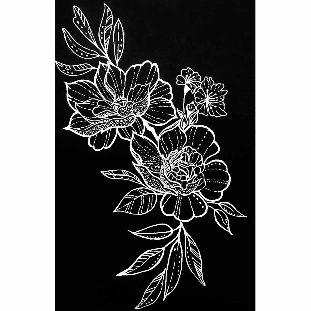 flower black and white drawing
