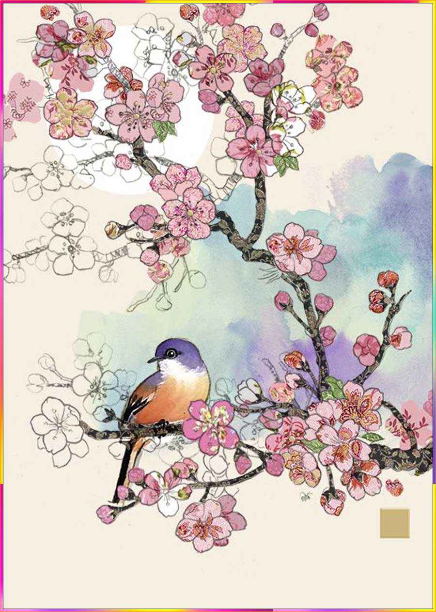 cherry blossom sketch drawing