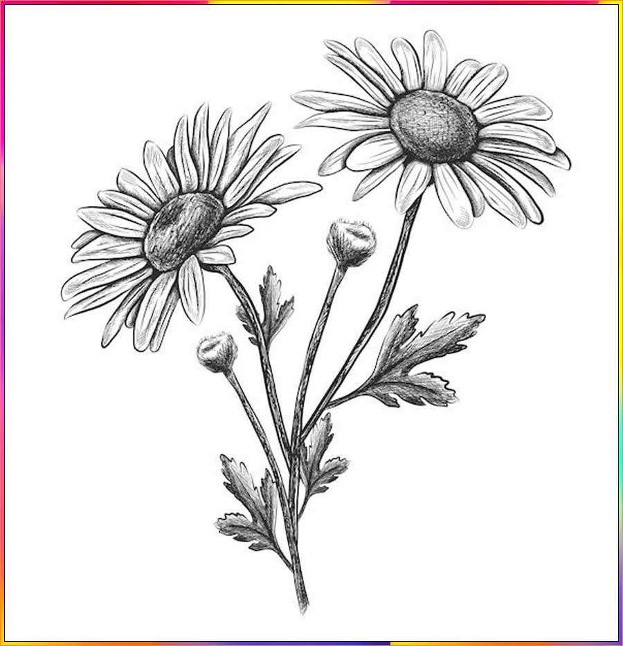 floral drawing aster