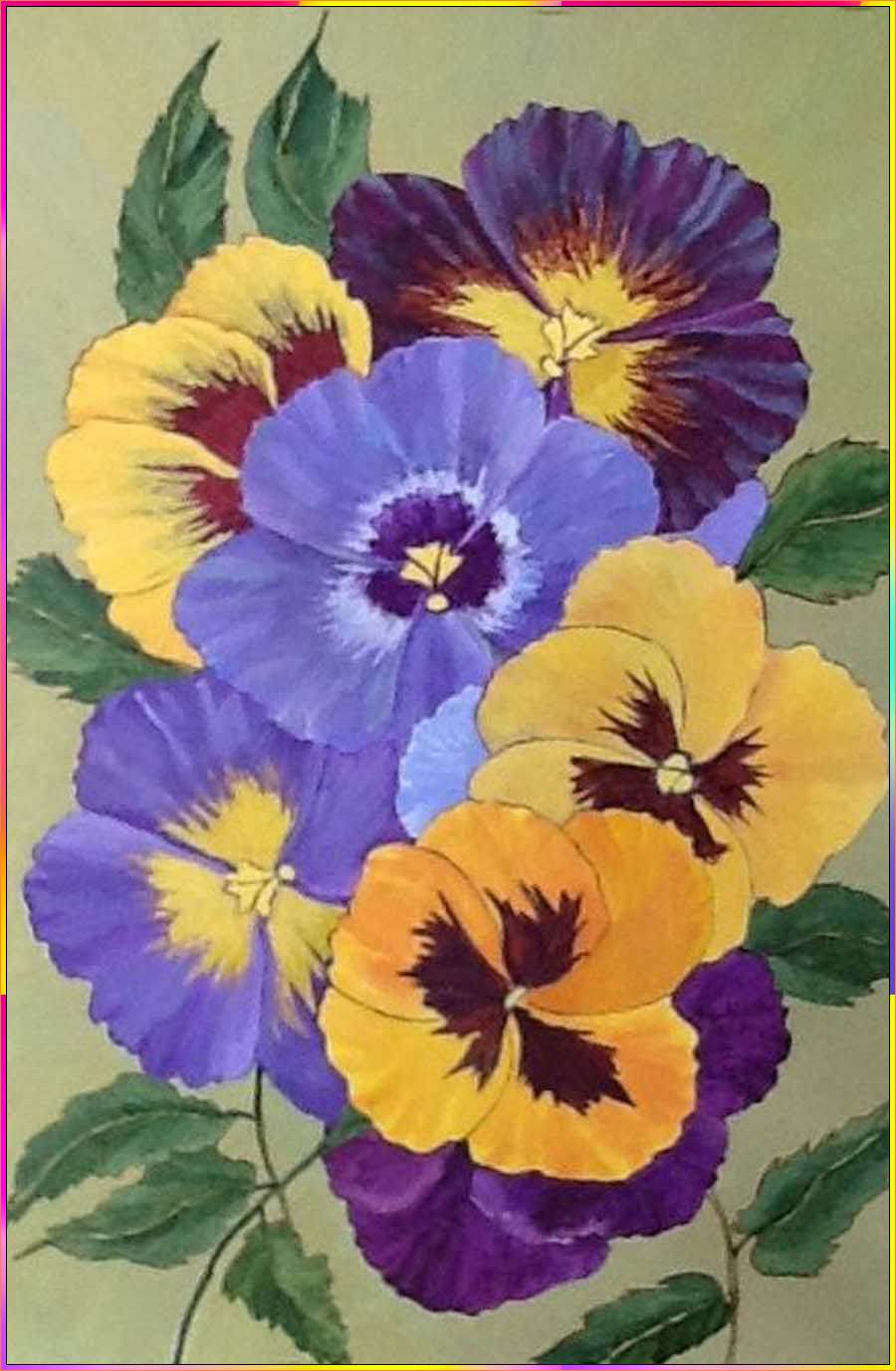 pansy flower drawing easy